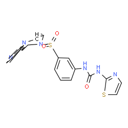 ChemSpider 2D Image | 1-{3-[(4-pyridin-2-ylpiperazin-1-yl)sulfonyl]phenyl}-3-(1,3-thiazol-2-yl)urea | C19H20N6O3S2