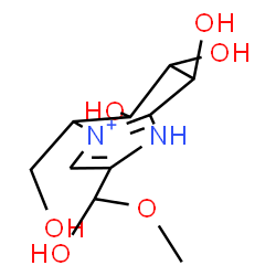 ChemSpider 2D Image | 6,7,8-Trihydroxy-2-[hydroxy(methoxy)methyl]-5-(hydroxymethyl)-5,6,7,8-tetrahydro-1H-imidazo[1,2-a]pyridin-4-ium | C10H17N2O6