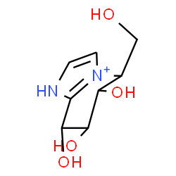 ChemSpider 2D Image | 6,7,8-Trihydroxy-5-(hydroxymethyl)-5,6,7,8-tetrahydro-1H-imidazo[1,2-a]pyridin-4-ium | C8H13N2O4