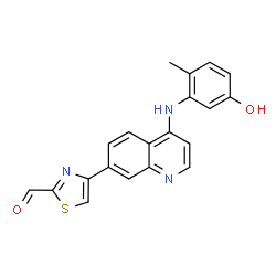 ChemSpider 2D Image | 4-{4-[(5-Hydroxy-2-methylphenyl)amino]-7-quinolinyl}-1,3-thiazole-2-carbaldehyde | C20H15N3O2S