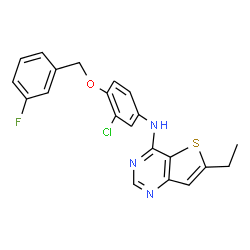 ChemSpider 2D Image | N-{3-Chloro-4-[(3-fluorobenzyl)oxy]phenyl}-6-ethylthieno[3,2-d]pyrimidin-4-amine | C21H17ClFN3OS