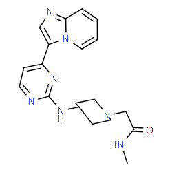 ChemSpider 2D Image | 2-{4-[(4-imidazo[1,2-a]pyridin-3-ylpyrimidin-2-yl)amino]piperidin-1-yl}-N-methylacetamide | C19H23N7O