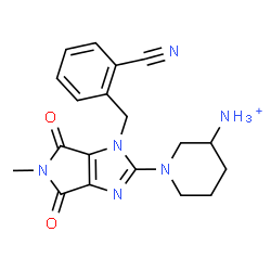 ChemSpider 2D Image | 1-[1-(2-Cyanobenzyl)-5-methyl-4,6-dioxo-1,4,5,6-tetrahydropyrrolo[3,4-d]imidazol-2-yl]-3-piperidinaminium | C19H21N6O2
