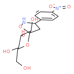 ChemSpider 2D Image | 7-(Hydroxymethyl)-3-(4-nitrophenyl)-1,6-dioxa-2-azaspiro[4.5]decane-8,9,10-triol | C14H18N2O8