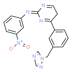 ChemSpider 2D Image | (2Z)-N-(3-Nitrophenyl)-4-[3-(1H-1,2,4-triazol-1-ylmethyl)phenyl]-2(5H)-pyrimidinimine | C19H15N7O2