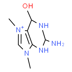 ChemSpider 2D Image | 2-Amino-6-hydroxy-7,9-dimethyl-2,3,6,9-tetrahydro-1H-purin-7-ium | C7H14N5O