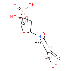 ChemSpider 2D Image | 1-(2-Deoxy-5-O-phosphonopentofuranosyl)-5-nitrodihydro-2,4(1H,3H)-pyrimidinedione | C9H14N3O10P