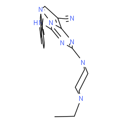 ChemSpider 2D Image | 4-Anilino-2-(4-ethyl-1-piperazinyl)pyrazolo[1,5-a][1,3,5]triazine-8-carbonitrile | C18H20N8
