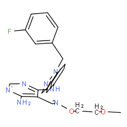 ChemSpider 2D Image | N-[1-(3-Fluorobenzyl)-1H-indazol-5-yl]-5-{(E)-[(2-methoxyethoxy)imino]methyl}-4,6-pyrimidinediamine | C22H22FN7O2