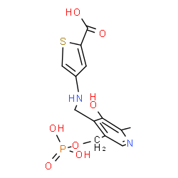 ChemSpider 2D Image | 4-[({3-Hydroxy-2-Methyl-5-[(Phosphonooxy)methyl]pyridin-4-Yl}methyl)amino]thiophene-2-Carboxylic Acid | C13H15N2O7PS