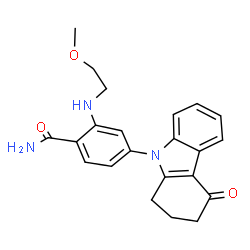 ChemSpider 2D Image | 2-[(2-methoxyethyl)amino]-4-(4-oxo-1,2,3,4-tetrahydro-9H-carbazol-9-yl)benzamide | C22H23N3O3