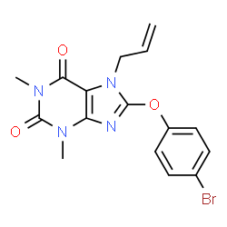 ChemSpider 2D Image | 7-Allyl-8-(4-bromophenoxy)-1,3-dimethyl-3,7-dihydro-1H-purine-2,6-dione | C16H15BrN4O3