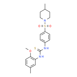ChemSpider 2D Image | 1-(2-Methoxy-5-methylphenyl)-3-{4-[(4-methyl-1-piperidinyl)sulfonyl]phenyl}thiourea | C21H27N3O3S2