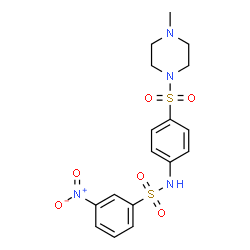 ChemSpider 2D Image | N-{4-[(4-Methyl-1-piperazinyl)sulfonyl]phenyl}-3-nitrobenzenesulfonamide | C17H20N4O6S2