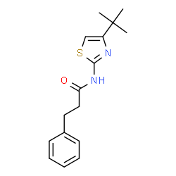 ChemSpider 2D Image | N-[4-(2-Methyl-2-propanyl)-1,3-thiazol-2-yl]-3-phenylpropanamide | C16H20N2OS