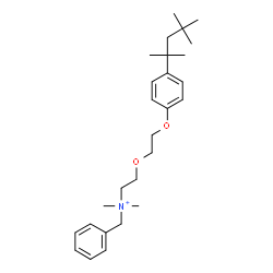 ChemSpider 2D Image | AMMONIUM, BENZYLDIMETHYL(2-(2-(p-(1,1,3,3-TETRAMETHYLBUTYL)PHENOXY)ETHOXY)ETHYL) | C27H42NO2
