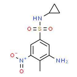 ChemSpider 2D Image | 3-Amino-N-cyclopropyl-4-methyl-5-nitrobenzenesulfonamide | C10H13N3O4S
