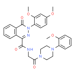 ChemSpider 2D Image | 3-(2,4-dimethoxyphenyl)-N-[2-[4-(2-methoxyphenyl)-1-piperazinyl]-2-oxoethyl]-4-oxo-1-phthalazinecarboxamide | C30H31N5O6