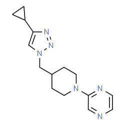 ChemSpider 2D Image | 2-{4-[(4-Cyclopropyl-1H-1,2,3-triazol-1-yl)methyl]-1-piperidinyl}pyrazine | C15H20N6