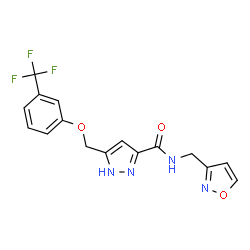 ChemSpider 2D Image | N-(1,2-Oxazol-3-ylmethyl)-5-{[3-(trifluoromethyl)phenoxy]methyl}-1H-pyrazole-3-carboxamide | C16H13F3N4O3