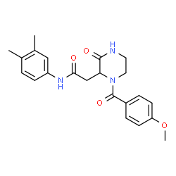 ChemSpider 2D Image | N-(3,4-Dimethylphenyl)-2-[1-(4-methoxybenzoyl)-3-oxo-2-piperazinyl]acetamide | C22H25N3O4