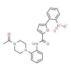 ChemSpider 2D Image | N-[2-(4-Acetyl-1-piperazinyl)phenyl]-5-(2-nitrophenyl)-2-furamide | C23H22N4O5