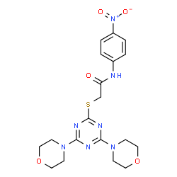 ChemSpider 2D Image | 2-{[4,6-Di(4-morpholinyl)-1,3,5-triazin-2-yl]sulfanyl}-N-(4-nitrophenyl)acetamide | C19H23N7O5S
