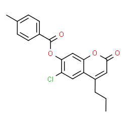 ChemSpider 2D Image | 6-Chloro-2-oxo-4-propyl-2H-chromen-7-yl 4-methylbenzoate | C20H17ClO4