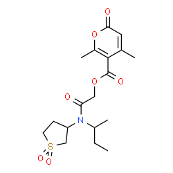 ChemSpider 2D Image | 2-[sec-Butyl(1,1-dioxidotetrahydro-3-thiophenyl)amino]-2-oxoethyl 4,6-dimethyl-2-oxo-2H-pyran-5-carboxylate | C18H25NO7S