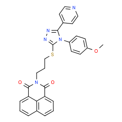 ChemSpider 2D Image | 2-[3-[[4-(4-methoxyphenyl)-5-pyridin-4-yl-1,2,4-triazol-3-yl]sulfanyl]propyl]benzo[de]isoquinoline-1,3-dione | C29H23N5O3S