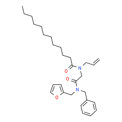 ChemSpider 2D Image | N-Allyl-N-{2-[benzyl(2-furylmethyl)amino]-2-oxoethyl}dodecanamide | C29H42N2O3