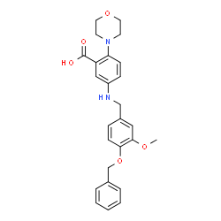 ChemSpider 2D Image | 5-{[4-(Benzyloxy)-3-methoxybenzyl]amino}-2-(4-morpholinyl)benzoic acid | C26H28N2O5