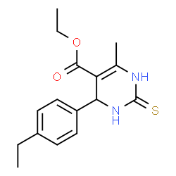 ChemSpider 2D Image | Ethyl 6-(4-ethylphenyl)-4-methyl-2-sulfanyl-1,6-dihydropyrimidine-5-carboxylate | C16H20N2O2S