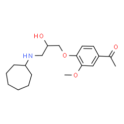 ChemSpider 2D Image | 1-{4-[3-(Cycloheptylamino)-2-hydroxypropoxy]-3-methoxyphenyl}ethanone | C19H29NO4