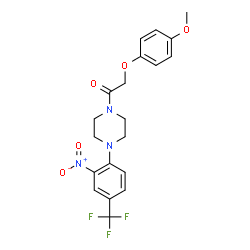 ChemSpider 2D Image | 2-(4-Methoxyphenoxy)-1-{4-[2-nitro-4-(trifluoromethyl)phenyl]-1-piperazinyl}ethanone | C20H20F3N3O5