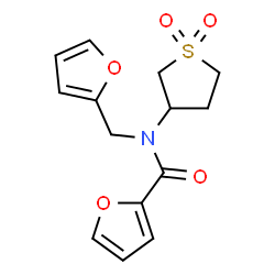 ChemSpider 2D Image | N-(1,1-Dioxidotetrahydro-3-thiophenyl)-N-(2-furylmethyl)-2-furamide | C14H15NO5S