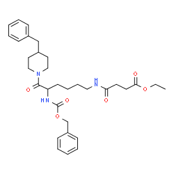 ChemSpider 2D Image | Ethyl 4-{[5-{[(benzyloxy)carbonyl]amino}-6-(4-benzyl-1-piperidinyl)-6-oxohexyl]amino}-4-oxobutanoate | C32H43N3O6