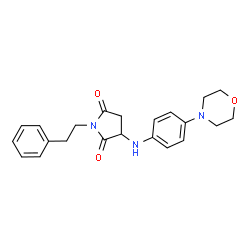 ChemSpider 2D Image | 3-{[4-(4-Morpholinyl)phenyl]amino}-1-(2-phenylethyl)-2,5-pyrrolidinedione | C22H25N3O3
