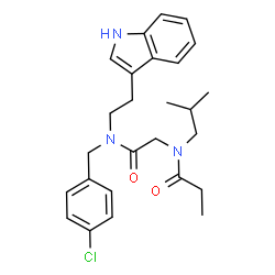 ChemSpider 2D Image | N-(2-{(4-Chlorobenzyl)[2-(1H-indol-3-yl)ethyl]amino}-2-oxoethyl)-N-isobutylpropanamide | C26H32ClN3O2