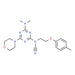 ChemSpider 2D Image | [4-(Dimethylamino)-6-(4-morpholinyl)-1,3,5-triazin-2-yl][2-(4-methylphenoxy)ethyl]cyanamide | C19H25N7O2