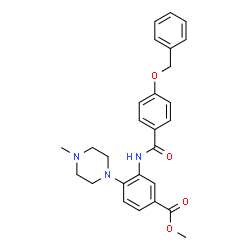 ChemSpider 2D Image | Methyl 3-{[4-(benzyloxy)benzoyl]amino}-4-(4-methyl-1-piperazinyl)benzoate | C27H29N3O4