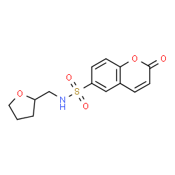 ChemSpider 2D Image | 2-Oxo-N-(tetrahydro-2-furanylmethyl)-2H-chromene-6-sulfonamide | C14H15NO5S