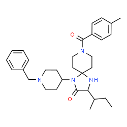 ChemSpider 2D Image | 1-(1-Benzyl-4-piperidinyl)-3-sec-butyl-8-(4-methylbenzoyl)-1,4,8-triazaspiro[4.5]decan-2-one | C31H42N4O2
