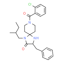 ChemSpider 2D Image | 3-Benzyl-8-(2-chlorobenzoyl)-1-(2-methylbutyl)-1,4,8-triazaspiro[4.5]decan-2-one | C26H32ClN3O2