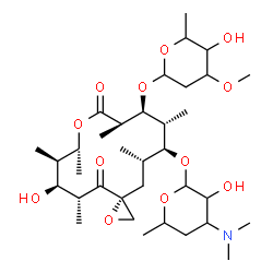 ChemSpider 2D Image | (3R,5R,6S,7R,8R,11R,12S,13R,14S,15S)-12-[(2,6-Dideoxy-3-O-methylhexopyranosyl)oxy]-6-hydroxy-5,7,8,11,13,15-hexamethyl-4,10-dioxo-1,9-dioxaspiro[2.13]hexadec-14-yl 3,4,6-trideoxy-3-(dimethylamino)hexo
pyranoside | C35H61NO12