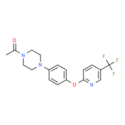 ChemSpider 2D Image | 1-[4-(4-{[5-(Trifluoromethyl)-2-pyridinyl]oxy}phenyl)-1-piperazinyl]ethanone | C18H18F3N3O2