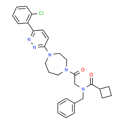 ChemSpider 2D Image | N-Benzyl-N-(2-{4-[6-(2-chlorophenyl)-3-pyridazinyl]-1,4-diazepan-1-yl}-2-oxoethyl)cyclobutanecarboxamide | C29H32ClN5O2