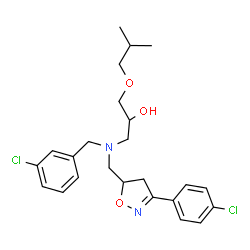 ChemSpider 2D Image | 1-[(3-Chlorobenzyl){[3-(4-chlorophenyl)-4,5-dihydro-1,2-oxazol-5-yl]methyl}amino]-3-isobutoxy-2-propanol | C24H30Cl2N2O3