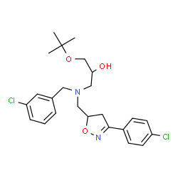 ChemSpider 2D Image | 1-[(3-Chlorobenzyl){[3-(4-chlorophenyl)-4,5-dihydro-1,2-oxazol-5-yl]methyl}amino]-3-[(2-methyl-2-propanyl)oxy]-2-propanol | C24H30Cl2N2O3