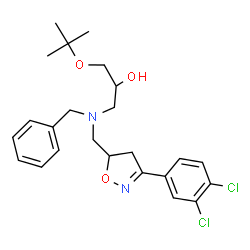 ChemSpider 2D Image | 1-(Benzyl{[3-(3,4-dichlorophenyl)-4,5-dihydro-1,2-oxazol-5-yl]methyl}amino)-3-[(2-methyl-2-propanyl)oxy]-2-propanol | C24H30Cl2N2O3